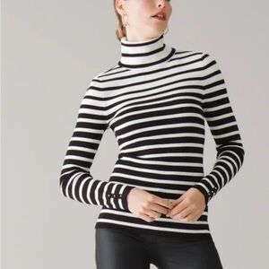 White House Black Market Black and White Cowl Neck Sweater